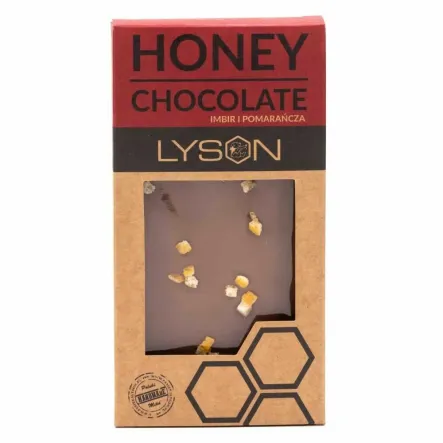 Czekolada Mleczna z Dodatkiem Miodu - Imbir i Pomarańcza 100 g - Łysoń