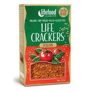 Krakersy Gryczane z Suszonymi Pomidorami i Bazylią Raw Bio 90 g Lifefood -  Przecena Krótka Data Minimalnej Trwałości