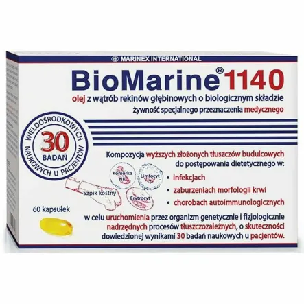 BioMarine 1140 Olej z Wątroby Rekina 60 Kapsułek - Marinex International