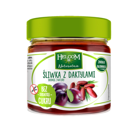Pasta Owocowa Śliwka z Daktylami 200 g Helcom - Przecena Krótka Data Minimalnej Trwałości