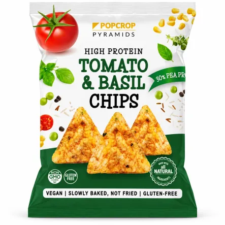 Chrupki Piramidki Proteinowe o Smaku Pomidora z Bazylią Bezglutenowe 60 g - Popcrop