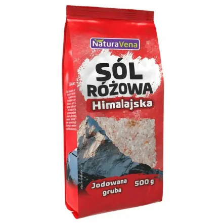 Sól Himalajska Różowa Jodowana Grubo Mielona 500 g - Natura
