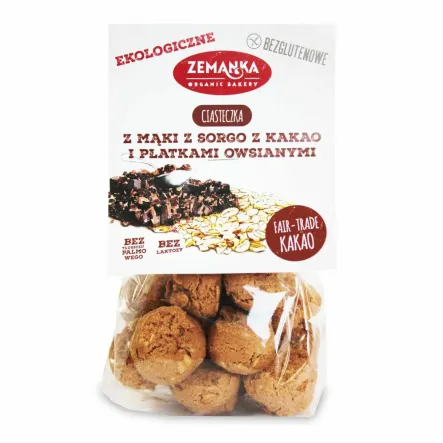 Ciasteczka z Mąki z Sorgo z Płatkami Owsianymi i Kakao Bezglutenowe Bio 100 g Zemanka