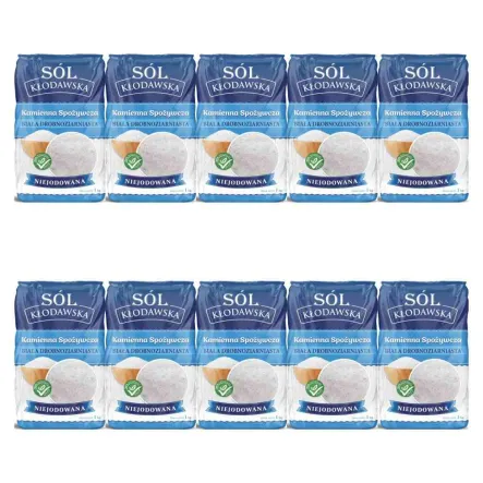 10 x Sól Kłodawska Kamienna Biała Drobnoziarnista Niejodowana 1 kg - Kopalnia Soli Kłodawa