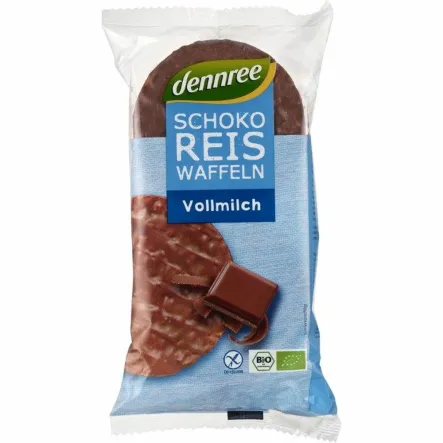 Wafle Ryżowe z Mleczną Czekoladą Bezglutenowe Bio 100 g - Dennree