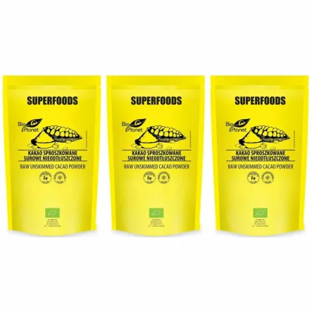 3 x Kakao Sproszkowane Surowe Nieodtłuszczone Bio 150 g - Bio Planet