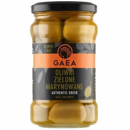 Greckie Zielone Oliwki Całe Marynowane 300 g (165 g) - Gaea