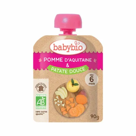 Mus Owocowo-Warzywny Tubka - Jabłko, Słodkie Ziemniaki od 6 miesiąca Bio 90 g Babybio
