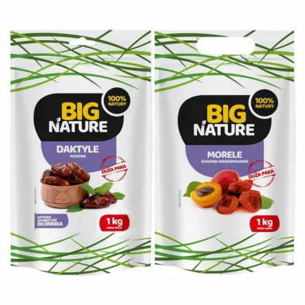 Zestaw Morele Suszone 1 kg + Daktyle Suszone 1 kg  Big Nature 