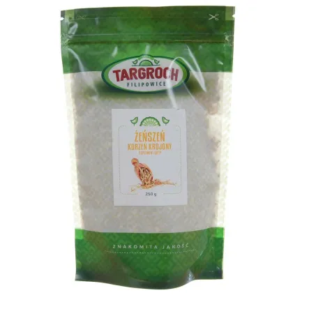 Żeńszeń Korzeń Krojony 250 g Targroch - Przecena Krótka Data Minimalnej Trwałości