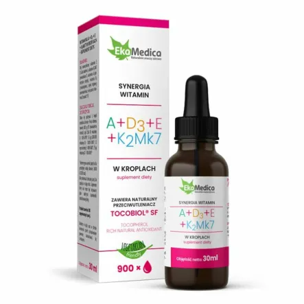 Witaminy A  +D3+E+ K2Mk7 Krople 30 ml - Ekamedica