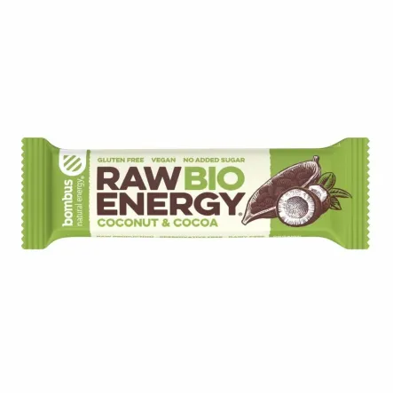 Baton Raw Energy Bio Kokos Kakao Bezglutenowy 50 g Bombus 