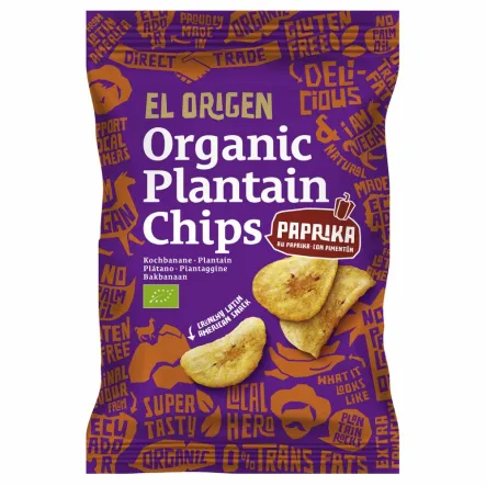 Chipsy z Plantana Paprykowe Bezglutenowe Bio 80 g - El Origen