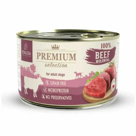 Karma Mokra Dla Psów Premium Selection 100% WOŁOWINA 400 g - Pokusa