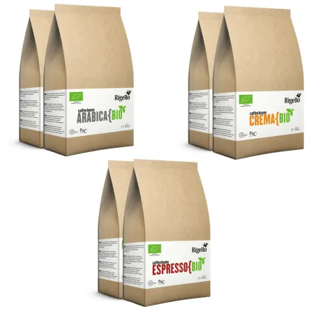 Zestaw 3 x 1 kg Kawa Ziarnista Bio Espresso + Crema + Kraft Rigello