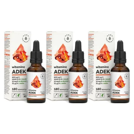 3 x Witamina ADEK Krople 30 ml - Aura Herbals