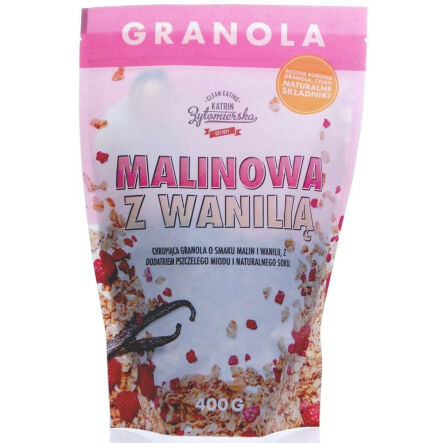 Granola Malina & Wanilia Bez Dodatku Cukru 400 g - CLEAN EATING
