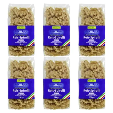 6 x Makaron Ryżowy Razowy Świderki Bezglutenowy Bio 250 g - Rapunzel