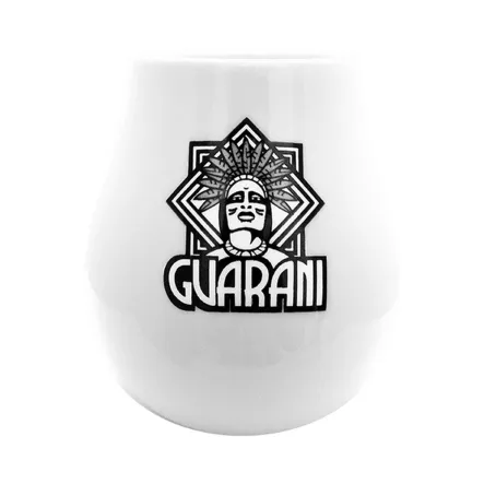 Tykwa Ceramiczna Biała z Logo Guarani 350 ml - Cebador - Wyprzedaż