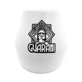 Tykwa Ceramiczna Biała z Logo Guarani 350 ml - Cebador - Wyprzedaż