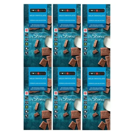 6 x Czekolada Mleczna ze Stewią Bez Dodatku Cukru 100 g - Pure and Good