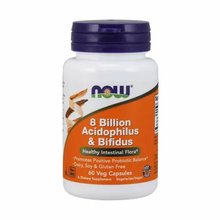8 Billion Acidophilus i Bifidus 60 Kapsułek Now