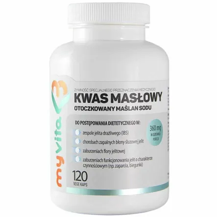 Kwas Masłowy (Otoczkowany Maślan Sodu) 120 Kapsułek - MyVita