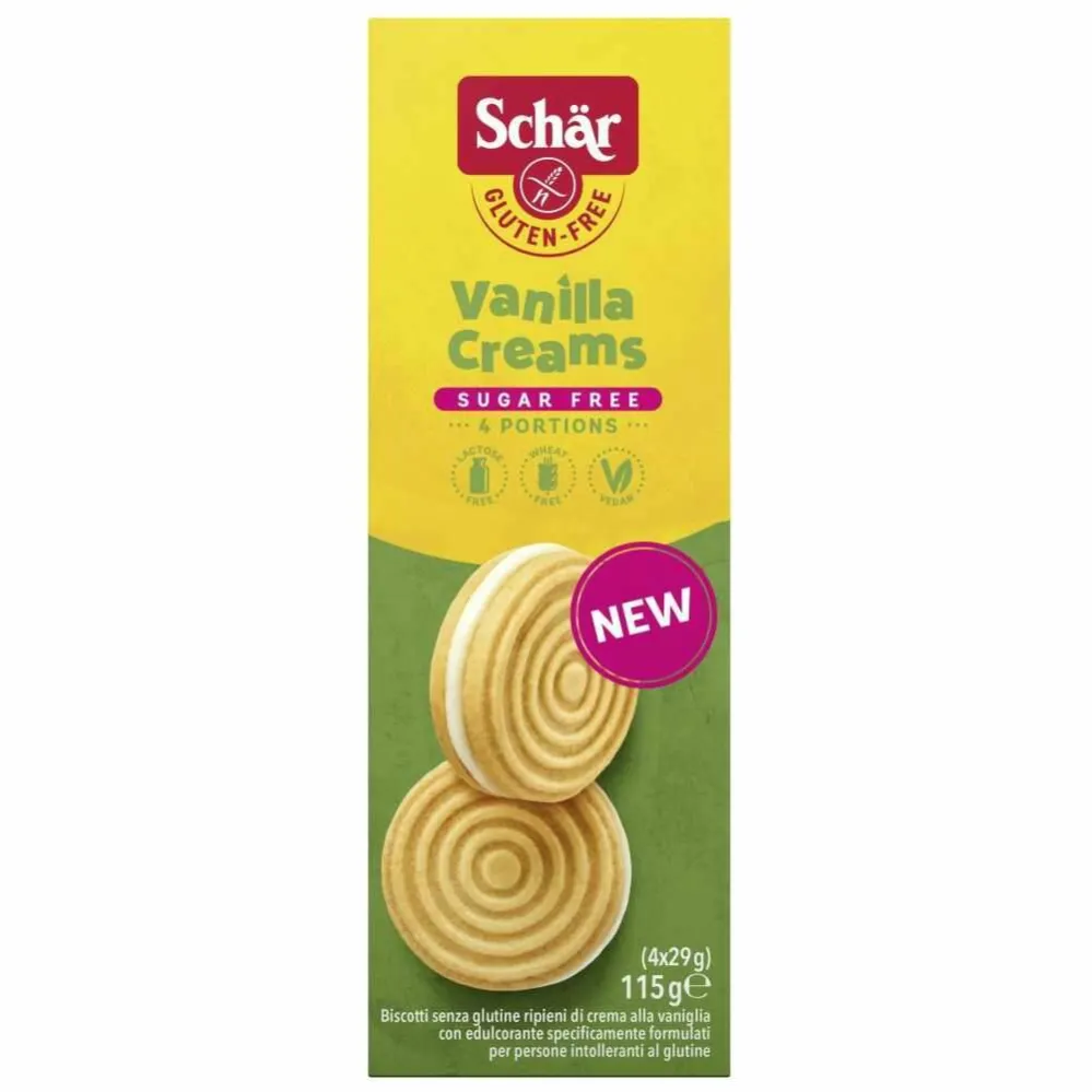 Markizy z Kremem Waniliowym Bezglutenowe Bez Dodatku Cukru 115 g (4 x 29 g) - Schar