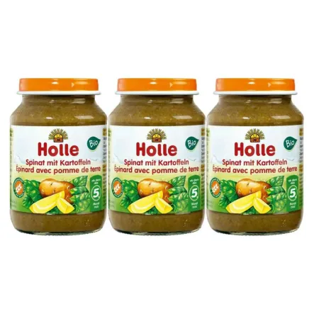 3 x Danie dla Niemowląt Szpinak Ziemniak Bio 190 g - Holle