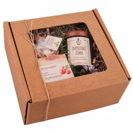 Zestaw Świąteczny (Babeczka Kąpielowa Waniliowy Krem 35 g plus  Mydło Żurawina 100 g plus Świeca Sojowa Zmysłowa Zima 190 g) - Bosphaera