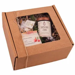 Zestaw Świąteczny (Babeczka Kąpielowa Waniliowy Krem 35 g plus  Mydło Żurawina 100 g plus Świeca Sojowa Zmysłowa Zima 190 g) - Bosphaera