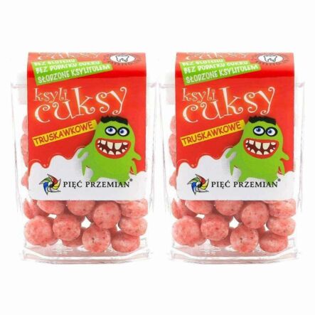 2 x Cuksy Truskawkowe - Cukierki z Ksylitolem 13 g - Simpatiko
