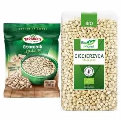 Słonecznik Łuszczony Flowpack 1 kg Targroch  + Ciecierzyca Bezglutenowa Bio 1 kg - Bio Planet