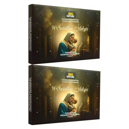 2 x Kalendarz Adwentowy ze Świeczkami Sojowymi+ Świecznik W Światłość z Maryją 240 g - Big Nature