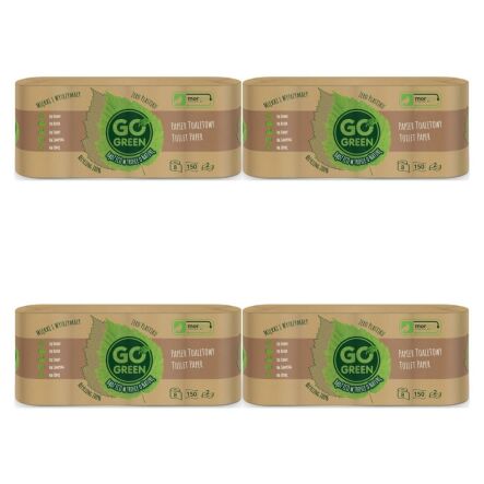 Zestaw 4 x Papier Toaletowy 8 Rolek Po 150 Listków 2 Warstwy Go Green