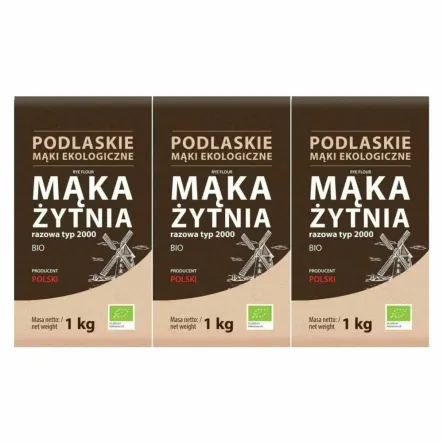 3 x Mąka Żytnia Razowa Typ 2000 BIO 1 kg - BioLife