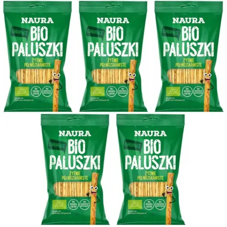 5 x Paluszki Żytnie Pełnoziarniste Bio 45 g - Naura