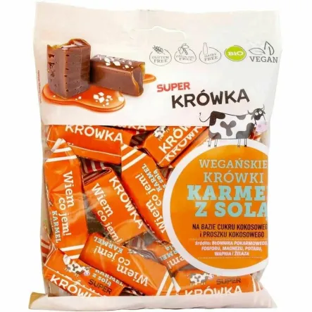 Krówki Bezmleczne o Smaku Karmel z Solą Bezglutenowe Bio 150 g - Super Krówka