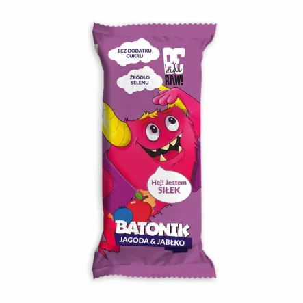 BeRAW Kids Batonik Jagoda Jabłko Bez Dodatku Cukru 25 g - Purella
