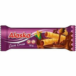 Rurki Kukurydziane Nadziewane Kakaowe Bezglutenowe 18 g - Alaska