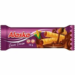 Rurki Kukurydziane Nadziewane Kakaowe Bezglutenowe 18 g - Alaska