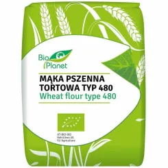 Mąka Pszenna Tortowa Typ 480 Bio 1 kg - Bio Planet - wszechstronna, tortowa, do pierogów i klusek, chleba i bułek, ciast i pizzy
