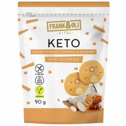 KETO Ciasteczka Słony Karmel z Migdałami Bezglutenowe Bez Dodatku Cukru 90 g - Frank&Oli