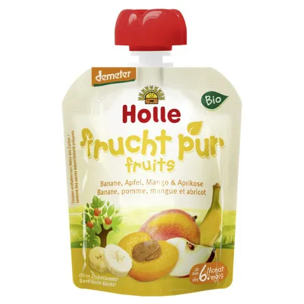 Przetarte Owoce Banan Jabłko Mango Morela Bio 90g - Holle