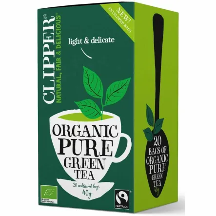 Herbata Zielona Fair Trade Bio 40 g (20x 2 g) - Clipper