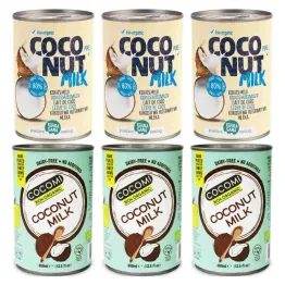 Zestaw 3 x Napój Kokosowy Coconut Milk Bio 400 ml Terrasana + 3 x Napój Kokosowy w Puszce 17% Tłuszczu Bio 400 ml Cocomi