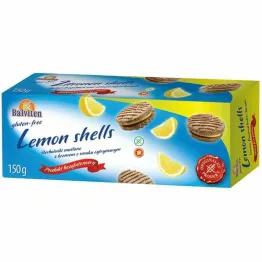 Herbatniki Maślane z Kremem o Smaku Cytrynowym Lemon Shells Bezglutenowe 150 g - Balviten