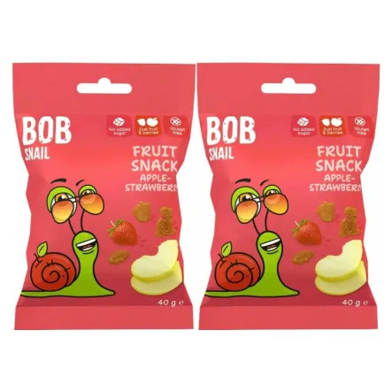 2 x Żelki Jabłko i Truskawka Bez Dodatku Cukru Bezglutenowe 40 g - Bob Snail