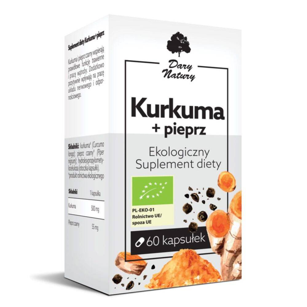 Kurkuma Pieprz Eko Suplement Diety 60 Kapsułek Dary Natury Marketbio 6247