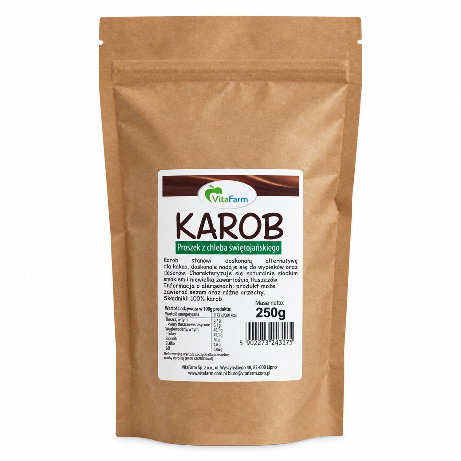 Karob Proszek z Chleba Świętojańskiego 250 g - Vitafarm